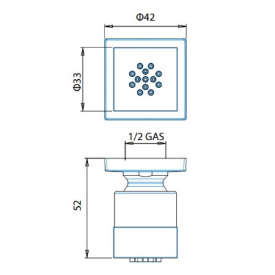 Jet ντους επίτοιχο με περιστρεφόμενη κλείδωση Chrome Almar E044029-100