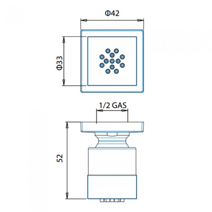 Jet ντους επίτοιχο με περιστρεφόμενη κλείδωση Chrome Almar E044029-100