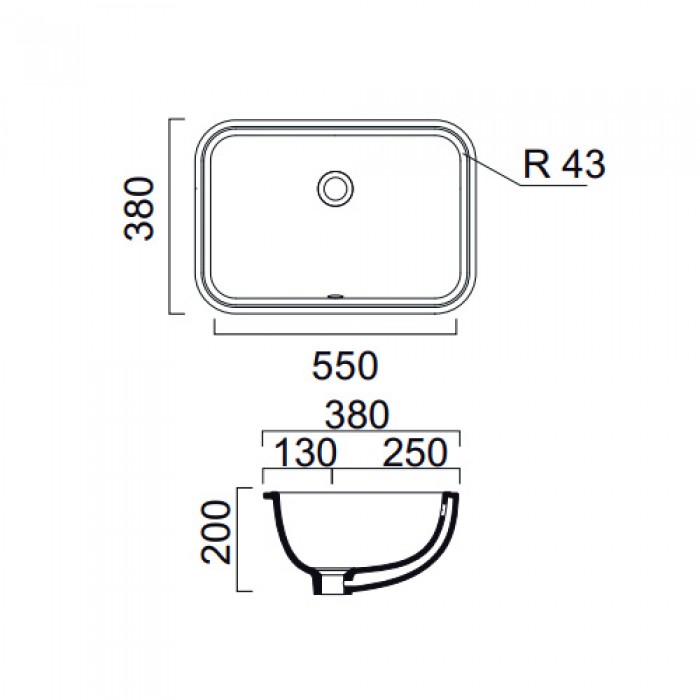 Νιπτήρας μπάνιου Gsi Pura 500-7243-300 55x 38