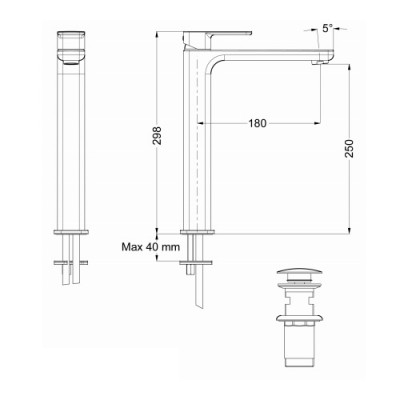 Μπαταρία νιπτήρος Eurorama Quadra 144309P-100