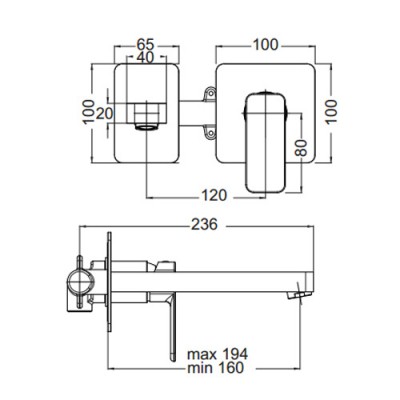 Μπαταρία νιπτήρος εντοιχισμού 2 οπών Eurorama Quadra 144904-100