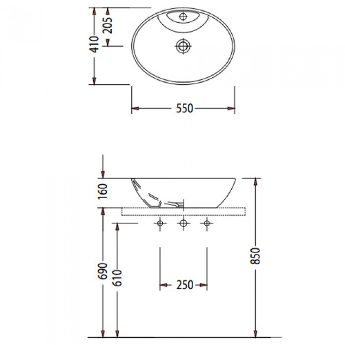 Νιπτήρας μπάνιου 55x41cm Λευκό Serel CH34-300
