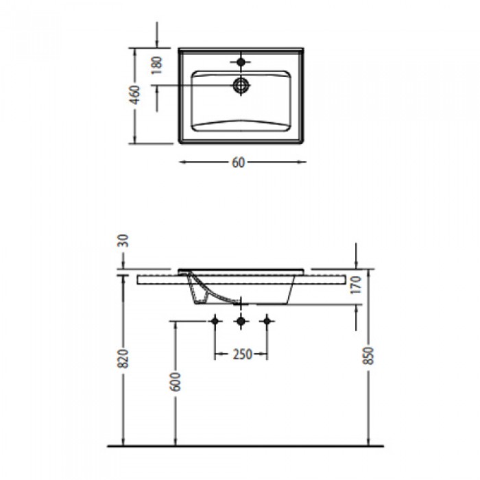 Νιπτήρας μπάνιου Serel Slim 3001-300-- 60x46 cm