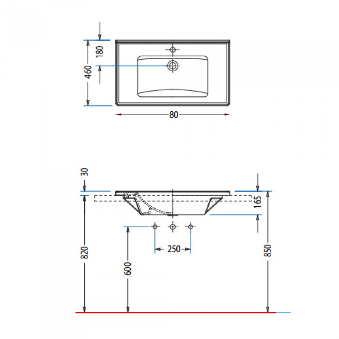Νιπτήρας μπάνιου Slim 80x46 (1 Οπή) Serel White 3035-300