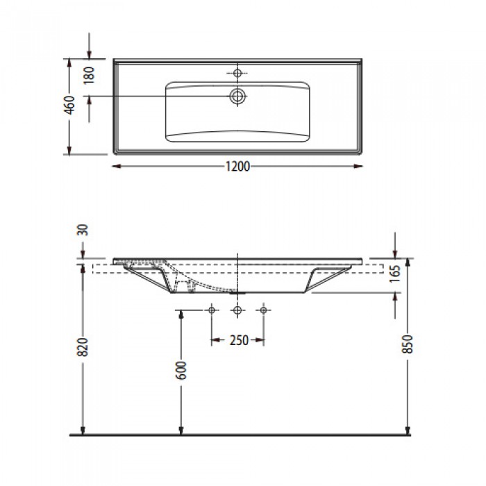 Νιπτήρας μπάνιου Slim 120x46 (1 Οπή) Serel White 3039-300