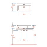 Νιπτήρας μπάνιου Serel Tetra 2046-300 - 60 x 35 cm