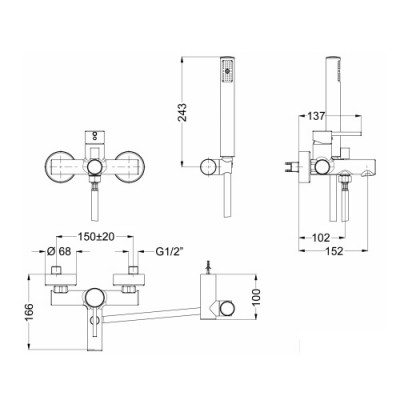 Μπαταρία λουτρού Eurorama Tonda 145210-100