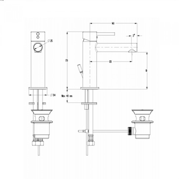 Μπαταρία νιπτήρος Eurorama Tonda 145310-100