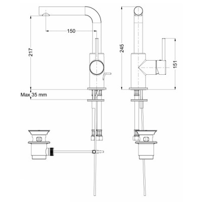 Μπαταρία νιπτήρος Eurorama Tonda 145333-100