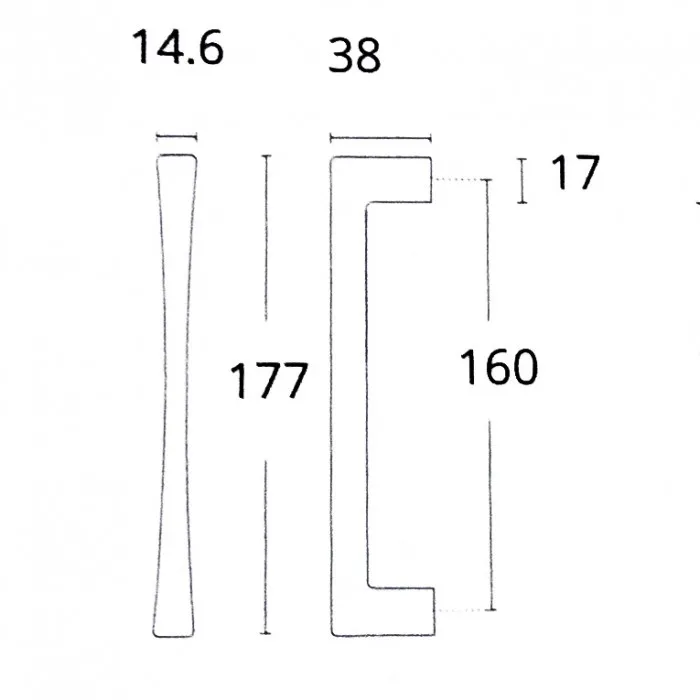 Λαβή Συρόμενης Πόρτας Convex σειρά 1173P-160 σε Χρώμιο