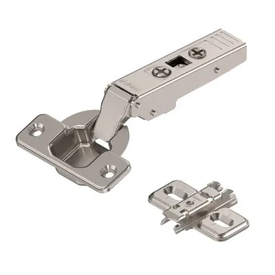 Μεντεσές BLUM CLIP TOP Βιδωτός 107° Ίσιος με πάτημα 16mm Χωρίς Ελατήριο και τακάκι σταυρό Βιδωτό επινικελωμένος 74T1550.TL